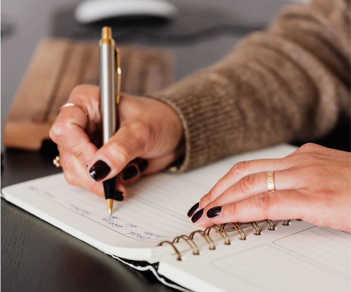 Notebook with handwritten content plan for content writing
